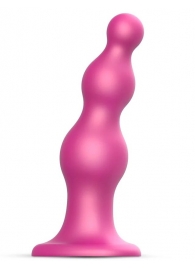 Розовая насадка Strap-On-Me Dildo Plug Beads size L - Strap-on-me - купить с доставкой в Ельце