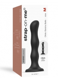 Черная насадка Strap-On-Me Dildo Geisha Balls size M - Strap-on-me - купить с доставкой в Ельце