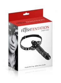 Черный кляп-фаллоимитатор Double Penis Gag - Fetish Tentation - купить с доставкой в Ельце