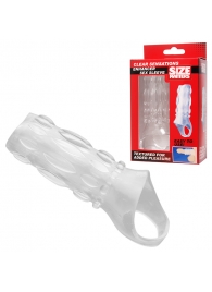 Насадка на пенис с кольцом для мошонки Clear Sensations Enhancer Sex Sleeve - 11,5 см. - XR Brands - в Ельце купить с доставкой