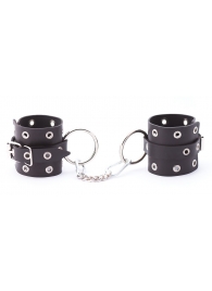 Черные кожаные наручники с люверсами - Crazy Handmade - купить с доставкой в Ельце