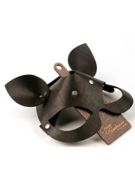 Черная кожаная маска  Кошка  с маленькими ушками - Crazy Handmade - купить с доставкой в Ельце