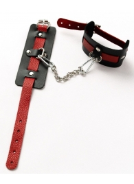 Черные оковы с красным декором и заклепками - Crazy Handmade - купить с доставкой в Ельце