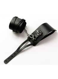 Черные кожаные оковы с креплением в виде веревочек - Crazy Handmade - купить с доставкой в Ельце