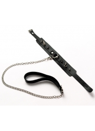 Черный ошейник с шипами и поводком - Crazy Handmade - купить с доставкой в Ельце