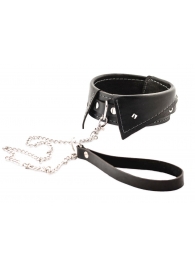 Черный ошейник-воротничок с металлическим поводком - Crazy Handmade - купить с доставкой в Ельце