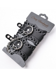 Ажурные наручники из черной кожи - Crazy Handmade - купить с доставкой в Ельце