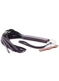 Черная кожаная плеть с удобной ручкой - 50 см. - Crazy Handmade - купить с доставкой в Ельце