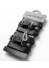Черные кожаные наручники с ремешками - Crazy Handmade - купить с доставкой в Ельце