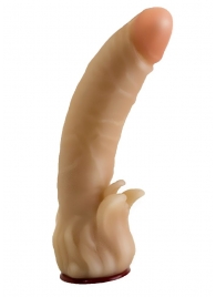 Телесная гелевая насадка-фаллос с клиторальными лепестками - 18,5 см. - LOVETOY (А-Полимер) - купить с доставкой в Ельце