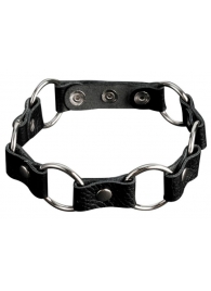 Кожаный черный ошейник с кольцами - Sitabella - купить с доставкой в Ельце