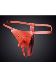 Красные кожаные универсальные трусики со штырьком для насадок - Sitabella - купить с доставкой в Ельце