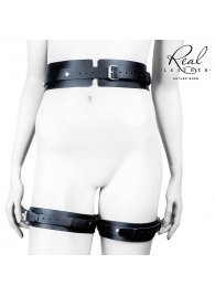 Черный кожаный пояс с гартерами - L-XL - Notabu - купить с доставкой в Ельце