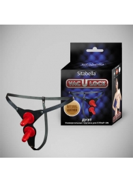 Чёрные кожаные трусики с двумя штырьками для насадок - Sitabella - купить с доставкой в Ельце