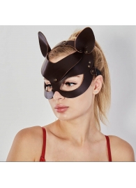 Коричневая кожаная маска  Кошечка - Sitabella - купить с доставкой в Ельце