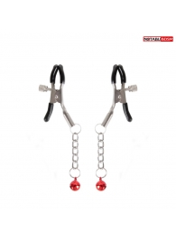 Серебристые зажимы на соски с шариками на цепочках - Notabu - купить с доставкой в Ельце