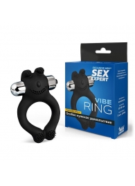 Черное силиконовое эрекционное виброкольцо Sex Expert - Sex Expert - в Ельце купить с доставкой