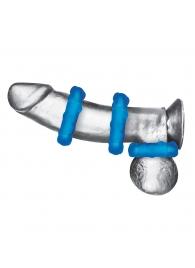 Комплект из трех голубых эрекционных колец 3-Pack Ribbed Rider Cock Ring Set - BlueLine - в Ельце купить с доставкой