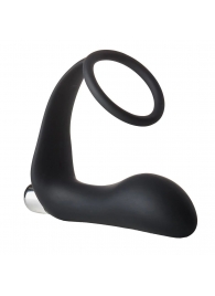 Черное эрекционное кольцо с вибропробкой Vibrating Anal Plug With Cockring - Dream Toys - в Ельце купить с доставкой