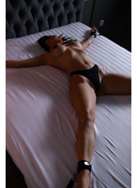 Черный кожаный набор фиксации на кровати Sex Game - БДСМ Арсенал - купить с доставкой в Ельце