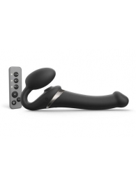 Черный безремневой страпон Multi Orgasm Size M с клиторальной стимуляцией - Strap-on-me - купить с доставкой в Ельце