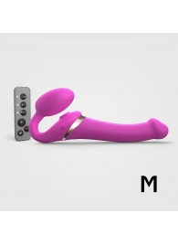 Ярко-розовый безремневой страпон Multi Orgasm Size M с клиторальной стимуляцией - Strap-on-me - купить с доставкой в Ельце