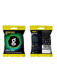 Ультратонкие презервативы Ganzo Ultra thin в мягкой упаковке - 3 шт. - Ganzo - купить с доставкой в Ельце