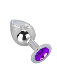 Большой плаг из стали с фиолетовым кристаллом Violet Dream - 9,5 см. - Erotic Fantasy - купить с доставкой в Ельце