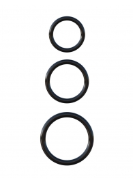 Набор из трех черных эрекционных колец Silicone 3-Ring Stamina Set - Pipedream - в Ельце купить с доставкой