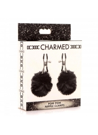 Зажимы для сосков с черным помпонами Pom Pom Nipple Clamps - XR Brands - купить с доставкой в Ельце