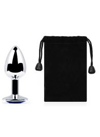 Анальное украшение BUTT PLUG  Small с синим кристаллом - 7 см. - Anal Jewelry Plug - купить с доставкой в Ельце