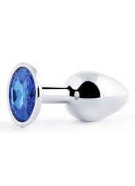 Анальное украшение BUTT PLUG  Small с синим кристаллом - 7 см. - Anal Jewelry Plug - купить с доставкой в Ельце