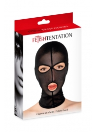 Черная сетчатая маска на голову с отверстиями для глаз и рта - Fetish Tentation - купить с доставкой в Ельце