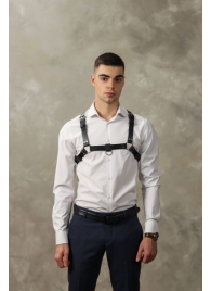 Черная мужская кожаная портупея №4 - БДСМ Арсенал - купить с доставкой в Ельце