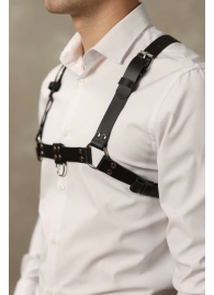 Черная мужская кожаная портупея №4 - БДСМ Арсенал - купить с доставкой в Ельце