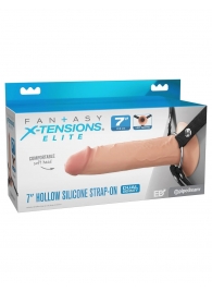 Телесный полый страпон на черных ремнях Hollow Silicone Strap-on - 17,8 см. - Pipedream - купить с доставкой в Ельце