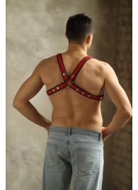 Черно-красная мужская портупея Black-Red - БДСМ Арсенал - купить с доставкой в Ельце