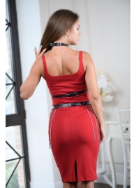 Черно-серебристая портупея-юбка plus size с цепочками - БДСМ Арсенал - купить с доставкой в Ельце