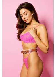 Эффектный розовый пояс из голографической эко-кожи - БДСМ Арсенал - купить с доставкой в Ельце