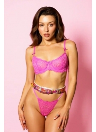 Эффектный розовый пояс из голографической эко-кожи - БДСМ Арсенал - купить с доставкой в Ельце