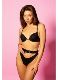 Эффектный черный пояс из лаковой эко-кожи - БДСМ Арсенал - купить с доставкой в Ельце