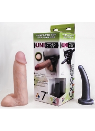 Страпон-унисекс с двумя насадками UNI strap 7  Harness - 19 и 16 см. - LOVETOY (А-Полимер) - купить с доставкой в Ельце