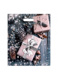 Новогодний пакет с принтом в виде подарков и вырубной ручкой (45х38 см) - Сима-Ленд - купить с доставкой в Ельце