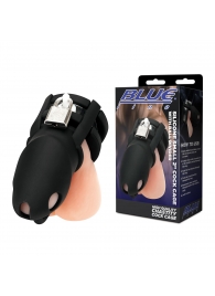 Черная клетка для пениса Silicone Small 2 in Cock Cage With Ball Divider - BlueLine - купить с доставкой в Ельце