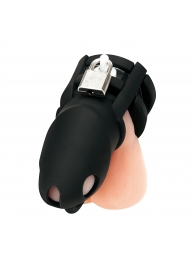 Черная клетка для пениса Silicone Small 2 in Cock Cage With Ball Divider - BlueLine - купить с доставкой в Ельце