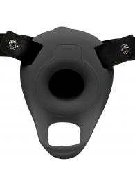Черный полый страпон с вибрацией 2’’ Erection 28X Smooth Vibrating Silicone Penis Sheath - XR Brands - купить с доставкой в Ельце