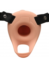 Телесный полый страпон 2  Erection 28X Smooth Vibrating Silicone Penis Sheath - 16 см. - XR Brands - купить с доставкой в Ельце