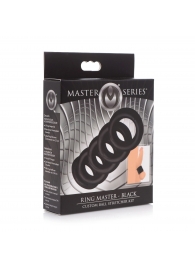 Комплект из 5 черных эрекционных колец для мошонки Ring Master Custom Ball Stretcher Kit - XR Brands - в Ельце купить с доставкой