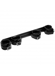 Черная распорка с манжетами для рук и ног Deluxe Rigid Spreader Bar - XR Brands - купить с доставкой в Ельце