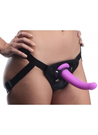 Лиловый поясной страпон Navigator Silicone G-Spot Dildo with Harness - 17,8 см. - XR Brands - купить с доставкой в Ельце